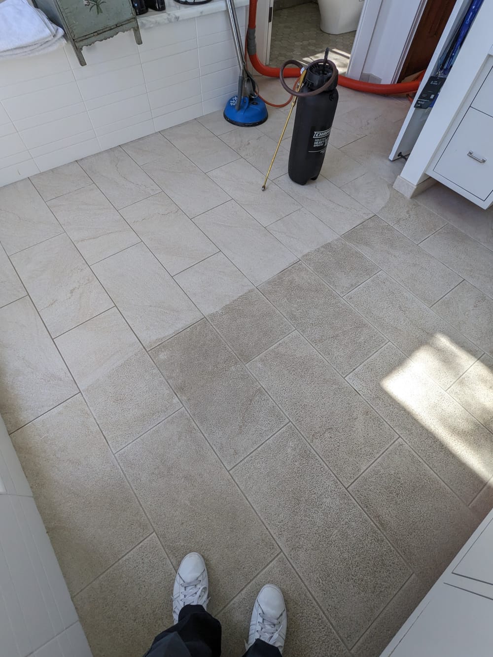 Freshly cleaned tile floor in a Marin County home